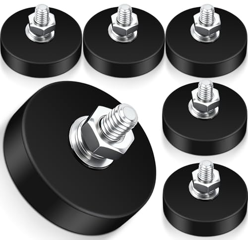 6 Stück Neodym Magnete Gummiert, Starke gummiert Magnete Anti-Rutsch, Ø 22mm mit M4 Innengewinde Magnetischer Montagesockel für Lichtleisten, Gummi Runde Magnete mit Gewinde