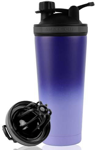 kiptyg Shaker Proteinas,750ml Coctelera de Proteínas con Colador,Coctelera de Proteínas de acero Inoxidable de doble pared con Aislamiento al vacío,Sin BPA y a Prueba de fugas,para Deportes,Fitness