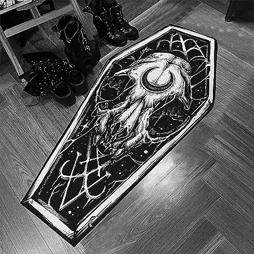 Halloween-Badematte, Sarg, Gothic, rutschfest, waschbarer Teppich für Wohnzimmer, Schlafzimmer, Küche, weicher Türteppich für Innenbereich, Heimdekoration, Halloween-Party-Zubehör, 1,3 x 0,5 m