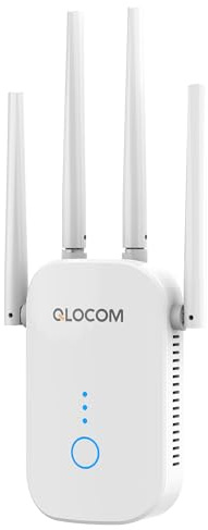 QLOCOM 2026 Newest WiFi Booster Range Extender 1200Mbps WiFi Extender Booster Dual Band 5GHz & 2.4GHz Wireless Internet Booster/Hotspot with Wider Coverage, Broadband Extender, UK Plug
