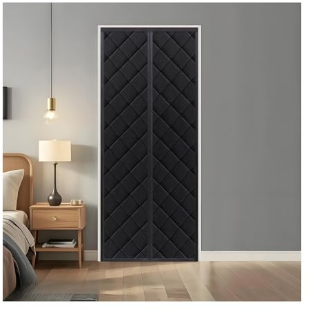 Rideau de porte magnétique à isolation thermique et anti-bruit en tissu Oxford pour salon et cuisine Noir 120 x 220 cm