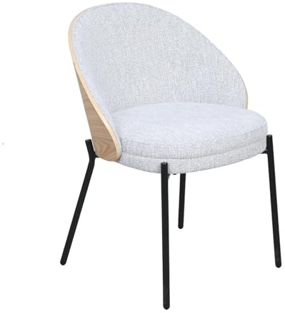 Kosmi Chaise de Salle à Manger Design Scandinave Cocoon – Bois Clair & Tissu Beige – Assise Rembourrée Confort avec Dossier Enveloppant – Pieds Métal Noir Meubles et Déco