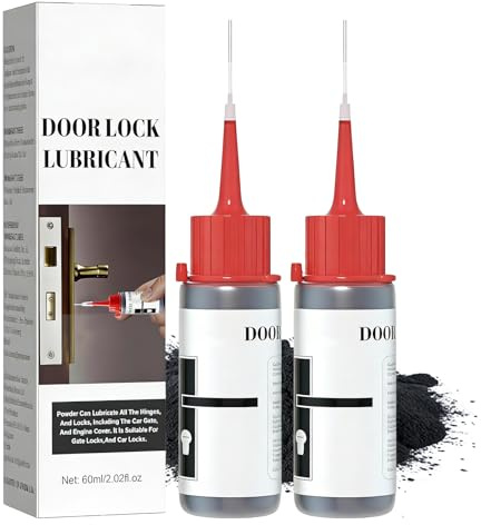 hommova 2PCS Graphite Powder for Locks – Dry Lubricant for Lock Cylinders, Padlocks & Treadmills – Prevents Rust, Corrosion and Sticking, No-Mess Powder Formula