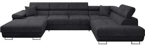 Mirjan24 Ecksofa Torezio Bis mit Bettkasten, Einstellbare Kopfstützen, Sofa mit Schlaffunktion, Eckcouch für Wohnzimmer, Polsterecke, U-Form Couch mit Bettfunktion (Margo 227.09, Seite: Rechts)