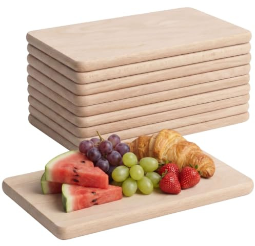 Frühstücksbrettchen Holz 10er Set aus Massivholz 24 x 14 x 1,3 cm