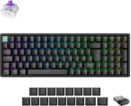 Keychron K4 HE kabellose Gaming-Tastatur mit Hall-Effekt, 96% ISO-DE-Layout, Magnetschalter, 2,4 GHz/BT 5.2, Analog-Modus & Schnelltrigger, QMK/Launcher, für Mac, Windows, Aluminiumrahmen, Schwarz