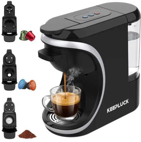 Cafetera de cápsulas 3 en 1 para Nespresso Original/para Dolce Gusto/polvo | apagado automático,color negro,19bar, 0,6L, Automática y Compacta Máquina Multicápsula, Multibebida para Hogar y Oficina