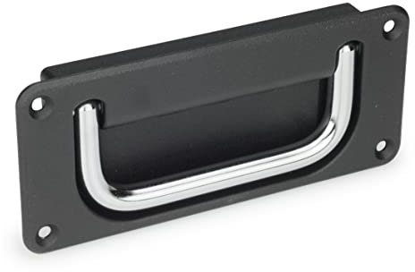 Ganter Normelemente | Schalen-Klappgriffe - GN 425.8-120-CR-SW-A | Klappgriff Stahl verchromt | Griffschale Zink-Druckguss kunststoffbeschichtet | 1 Stück