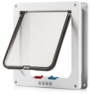 Cat Flaps, Pet Supplies Small White Pet Door,Suitable for installation in glass windows and doors(4 Way Lockable, Pet's Waistline Less than 11.8inch)