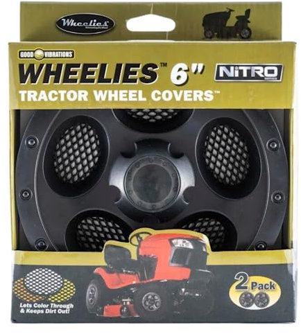Good Vibrations Wheelies Nitro Series – Radabdeckungen für Aufsitzrasenmäher – Schnappbefestigung an der Felge – 15,2 cm Durchmesser (schwarz) / 2 Stück