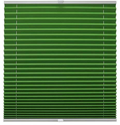 Plissee auf Maß für alle Fenster Montage Glasleiste Blickdicht mit Spannschuh Sonnenschutzrollo Dunkelgrün Breite: 71-80 cm, Höhe: 40-100 cm