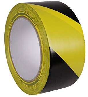 RGB Networks Ltd Warning Hazard Safety Tape 33m x 50mm (2) - Adhesive Sticky Yellow Black Diagonal Rubber Resin
