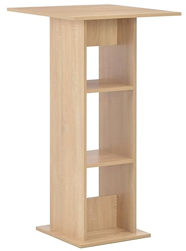 vidaXL Modern Square Bar Table in Oak - Engineered Wood Dining or Pub Table with Storage Shelves - Stylish Lounge Room Furniture