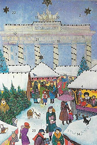 Adventskalender Doppelkarten Berlin 3 Stück Nostalgie Weihnachten Grußkarten Goldprägung Kunstkarte Retro Vintage Weihnachtsgrüße