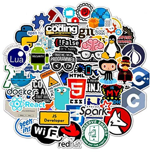50 PC-Programmierung Aufkleber Technologie Software-Programme, Daten, Computerzubehör für Aussenseiter Computer-Laptop-Telefon-Notebook Zufall Stil