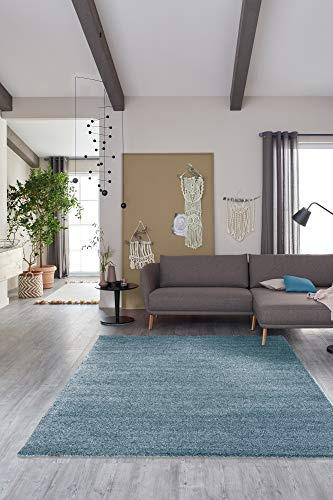 Schöner Wohnen Kollektion pflegeleichter Wohnzimmer Teppich Pure — antistatischer Flur Teppich — Kurzflorteppich — (67x130cm, türkis)