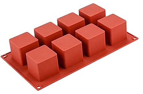 Grust Ice Cube Mold, 8-Cavity Square Silicone Mold Baking Pans Mould, Non-Stick Chocolate Candy Molds, Cake Baking Mold for Making Chocolate Candy Cupcake, 29.5x17x5 Cm