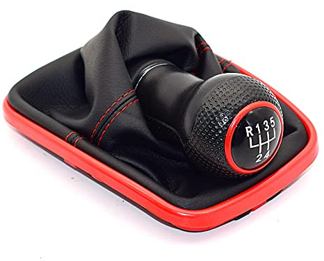 MKptopia 12 mm Schaltknauf Gaitor Boot kompatibel mit VW Golf 4 IV MK4 GTI R32 Bo-ra Je-tta - 5 Gänge, Rot