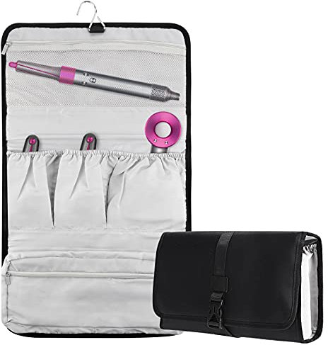 Linkidea Reise Tragetasche Schutzhülle Kompatibel mit Dyson Airwrap Styler, Tragbare Hängende Lockenstab Aufbewahrungstasche, Reisetasche mit Aufhängehaken (Schwarz), Schwarz, Reisen
