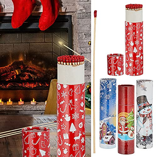 Cepewa Kaminstreichhölzer 4er Set | L 20cm 4 Packungs-Motive à 75 STK. | Streichholzschachtel Weihnachtsdesign (1 x 4er Set Kaminstreichhölzer Weihnachten)