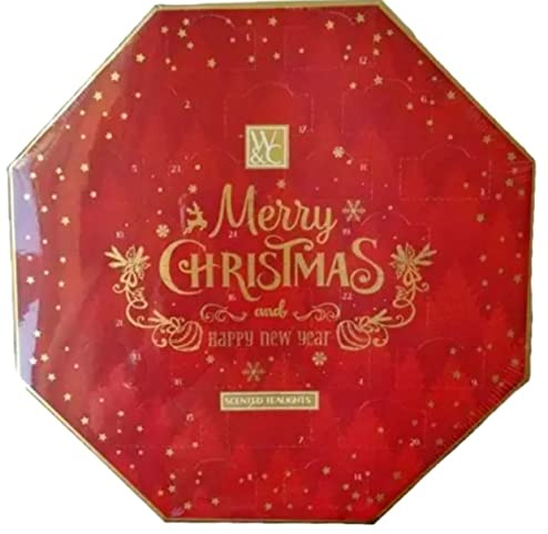 Wickford Scented Tea Lights Advent Calendar - 24 Scented Tealight Candles Countdown to Christmas with Gift Tag - Mulled wine, French vanilla, Gingerbread and Warm apple & cinnamon Festive Scents