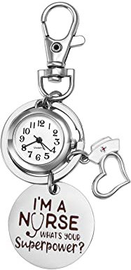 JewelryWe Taschenuhr, klassische Schlüsselanhänger, Steampunk-Herzanhänger, Quarzuhr, Krankenschwesteruhr, für Weihnachten, Weihnachten, Klassisch