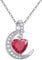 Qings July Birthstone Crescent Moon Necklace - Ruby Pendant Necklaces Red Gem S925 Christmas Birthday Gift for Girls Women Mother Wife