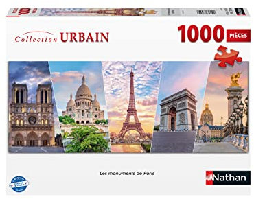 Nathan 87255 Puzzle 1000 Teile - Die Sehenswürdigkeiten von Paris - Erwachsene und Kinder ab 14 Jahren - hochwertiges Puzzle - perfekte Unterputz - Urban Collection