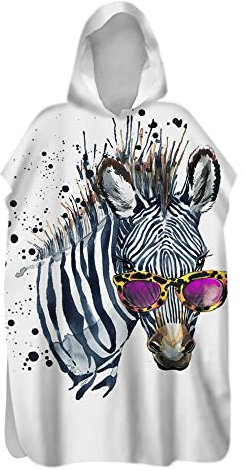 DOTBUY-SHOP Strand Poncho Handtuch mit Kapuze Badetuch Damen Herren Kinder Komische Tiere Drucken Schnelltrocknend Badeponcho Strandtuch Bademantel Umziehhilfe Strand (Mode-Zebra,75x145cm)