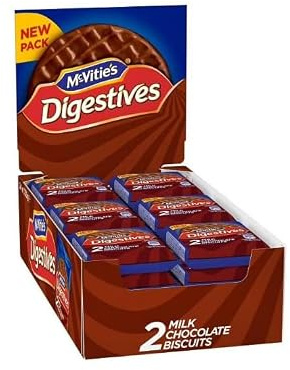 McVitie's Milk Chocolate Digestives To Go, 33.3 g (Pack of 24) | Individually Wrapped Cookies, Great for Snacking, No Preservatives, Vegetarian Friendly