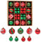 Weihnachtskugeln Plastik, Sonwaha 44PCS Weihnachtskugeln Kunststoff Grün Rot Christbaumkugeln Plastik Weihnachtsbaumkugeln Baumkugeln Weihnachten Weihnachtsbaum Dekoration(3CM+6CM)