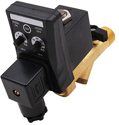 WANGCL Válvula de drenaje con temporizador de 1/2 , válvula solenoide de 220 V normalmente cerrada para gestión de condensado de compresor de aire