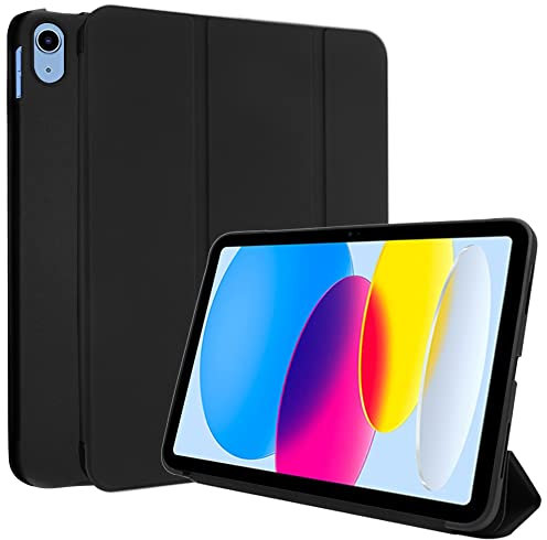 TECHGEAR Funda Compatible con iPad 10 2022 (10.9 Pulgadas) [Soporta Cargar Pencil] Carcasa con Soporte Plegable Triple con protección en la Esquina [Auto-Sueño/Estela] - Negro