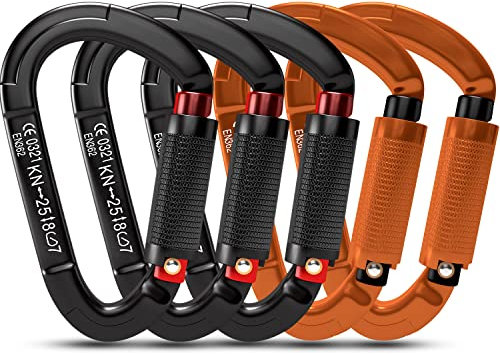 Karabiner Klettern Kletterausrüstung,5 Stück UIAA-Zertifiziert 25KN Auto Locking Kletterkarabiner Clips für Hängematten, Schaukel, Locking Hundeleine und Geschirr, Camping, Wandern & Utility