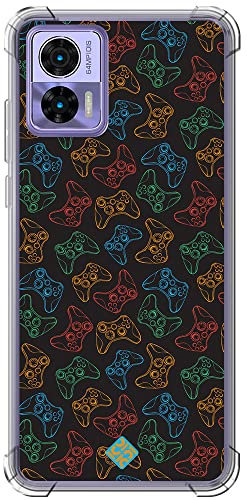 Movilshop Funda Antigolpes para Motorola Edge 30 Neo Dibujo Gamers [ Mandos Xbox ] Esquina Reforzada Silicona 1.5mm de Grosor Flexible Transparente Bumper Gel TPU