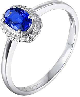 AMDXD Hochzeitsring 18 Karat Weißgold Au750 Frauen, 0.55ct Saphir Pärchen Ringe Blau, 4 Klaue Diamantring Weißgold 750 Echt Gold Schmuck, Gr.62 (19.7)