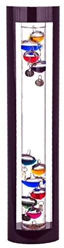 Thermomètre Galileo Tube en verre et bois 44 cm, Pour l'intérieur ou l'extérieur, Analogique, Couleurs des boules flottantes