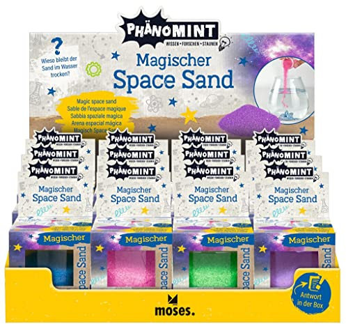 moses. PhänoMINT Magischer Space Sand – Hydrophober bunter Sand zum Spielen und Experimentieren, Schimmernder Spielsand für Kinder ab 8 Jahren (Violett)