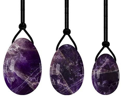 Yoni - Juego de huevos de jade de cuarzo rosa natural para ejercicios de Kegel, bola de cristal, huevos de amatista