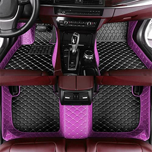 Custom Auto-Fußmatten für Skoda für Superb Octavia Fabia Kodiaq Karoq Yeti Rapid Leder Wasserdicht Abriebfest Mit Aufbewahrungstasche Auto-Fussmatten,Farben:Rosa schwarz