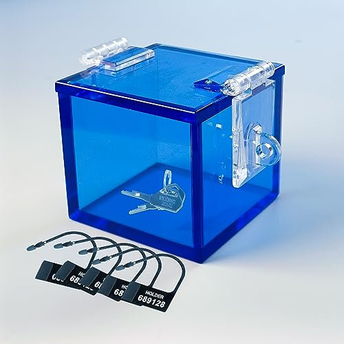 MFMYEE BDSM Keuschheitskäfig Schlüsselsafe,transparenter Keuschheits-Schlüsselanhänger,Keuschheitsspiel-Acrylbox,multifunktionale neue sexy Spielzeuge,Anti-Betrug Lock (Blau)