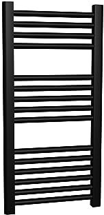 400mm (w) x 800mm (h) Straight Black Heated Towel Ladder Rail Bathroom Radiator - 1328 BTUs