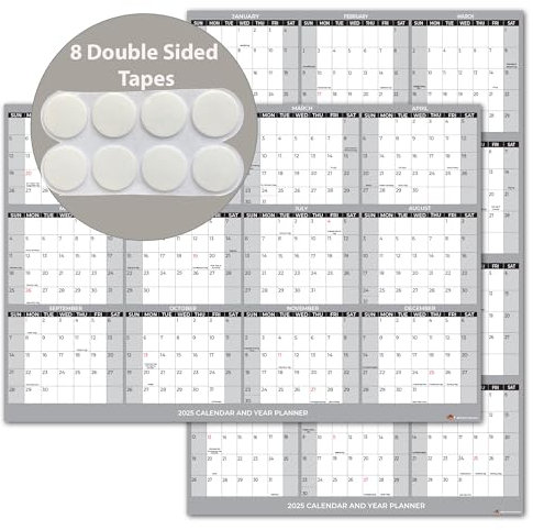 45,7 x 30,5 cm, Wandkalender 2024, 12 Monate, Jahres-Wandplaner, wendbar, horizontal/vertikal (Silber)