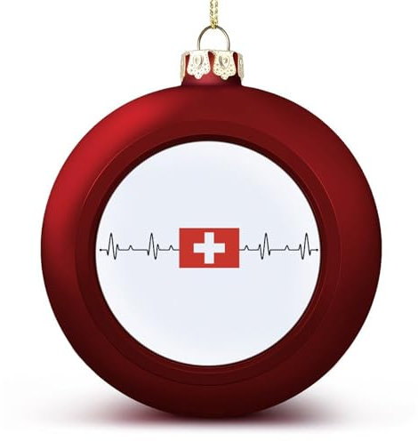 Adorno de bola de Navidad de Suiza, adornos de bola de bandera de Suiza, adornos colgantes de bandera de las naciones, recuerdo de recuerdo para decoración de árbol de Navidad, suministros de fiesta