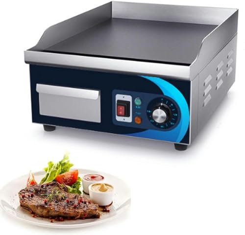 Piastra per Barbecue Elettrica 2000W Griglia Elettrica Professionale in Ghisa 356x385x8 mm Controsoffitto della Piastra Elettrica in Acciaio Inox Inossidabile Griglia per Cucinare 220~240V,360d-1pc
