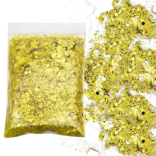 50g Glitzer zum Basteln Gold Glitzerpuder Pailletten Glitzer Pulver Basteln Glitzerpulver Glitter Sequin für Nägel Gesicht Make up Kartenbasteln Nagelkunst Dekoration