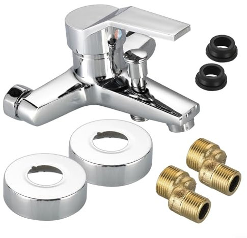 Bad Armatur Badewanne, Einhebelmischer dusche,Badarmaturen badewanne, Heiß- und Kaltwasserhahn mit Montagezubehör, Klassisch Badewannen Amaturen für Badewanne und Bad