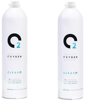 ClearO2 Bidon d'oxygène de 15 L | Oxygène respiratoire pur dans une boîte en aluminium léger | Fabriqué en Grande-Bretagne (bidon de rechange, 15 l) (lot de 2))