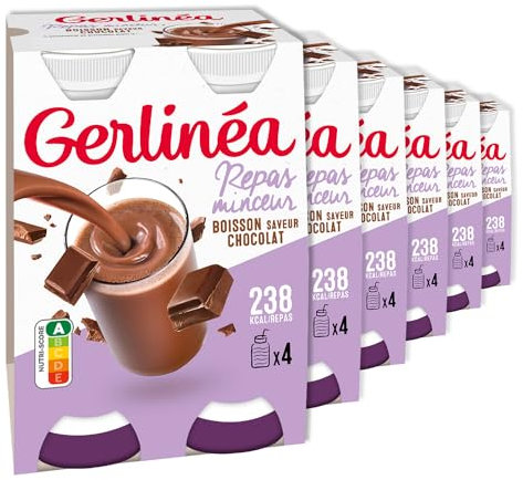 Gerlinéa Boisson Minceur saveur Chocolat - Substitut de Repas Riche en Protéines - lot de 24 bouteilles