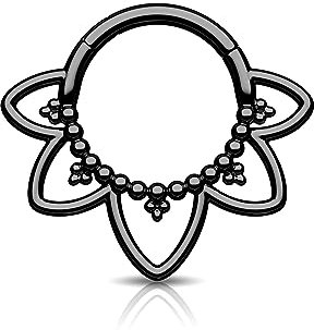 Agrewd Schmuck Minimalistische Lotusblume G23 Solid Titan Septum Piercing 16G 316L Edelstahl Septum Clicker Silber Gold Daith Ohrringe 8/10MM Daith Piercing Schmuck für Frauen Männer